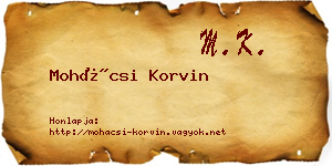 Mohácsi Korvin névjegykártya